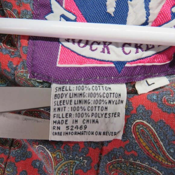 Rock Creek Jacket Womens Large Light Blue Acid Wash Denim Paisley Lined Quilted - Picture 8 of 13